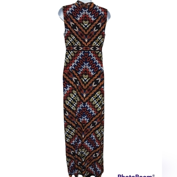Chico's women maxi dress Aztec  printed 0 boho fairy stretch soft casual Beach - Picture 2 of 6
